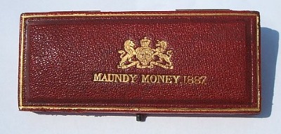 1887 red leather maundy set case