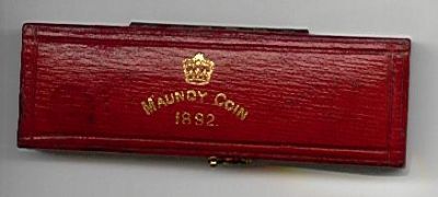 1892 maundy set case in red leather
