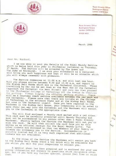 Original letters from Buckinham palace - 1986
