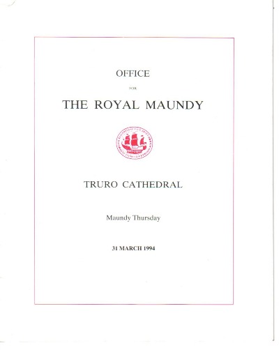 1994 Maundy Service Programme.
