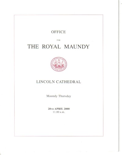 2000 Maundy Service Programme.