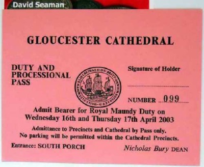 2003 Maundy Service entry ticket.