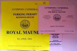 2004 Maundy Service entry ticket.